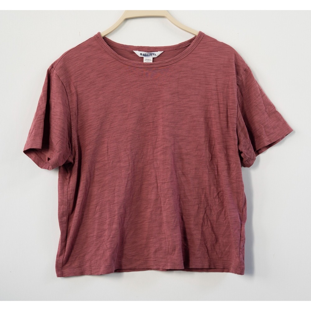 Athleta Ultimate Crop Tee Women M Red Good Relaxed Short Sleeve Athletic Shirt